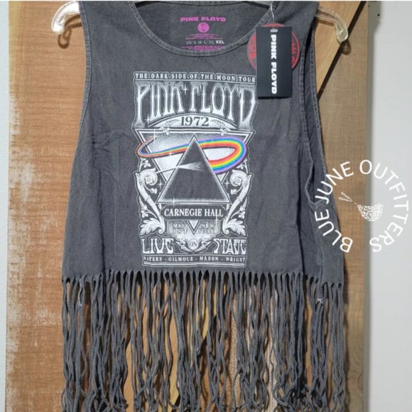 LADIES PINK FLOYD FRINGED TANK TOP | OFFICIALLY LICENSED - Picture 2 of 3